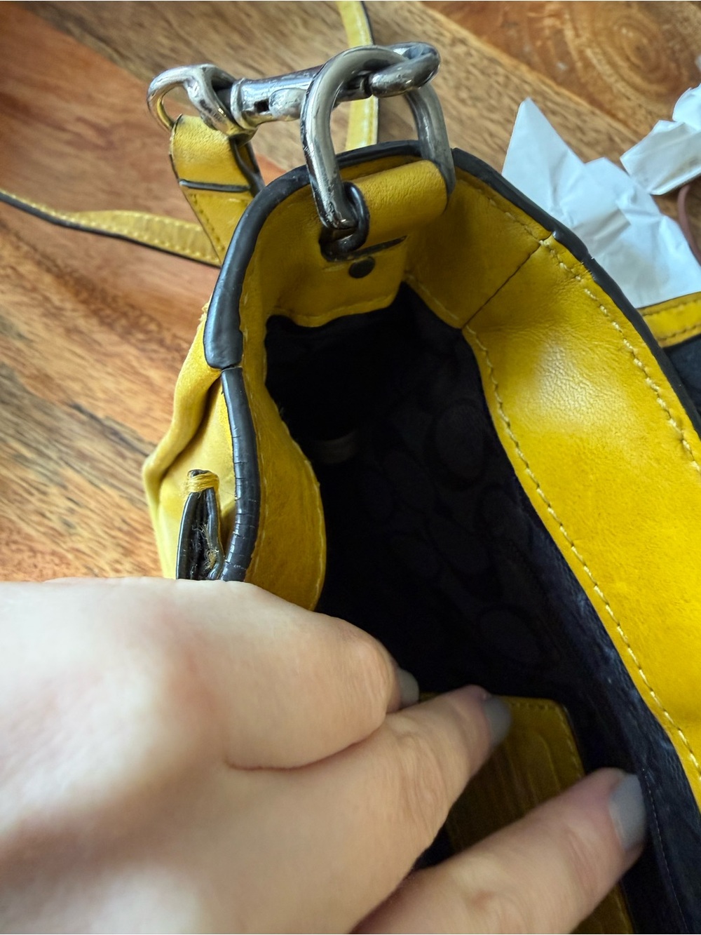 Coach Yellow Leather Satchel with Top Handle - Picture 8 of 16